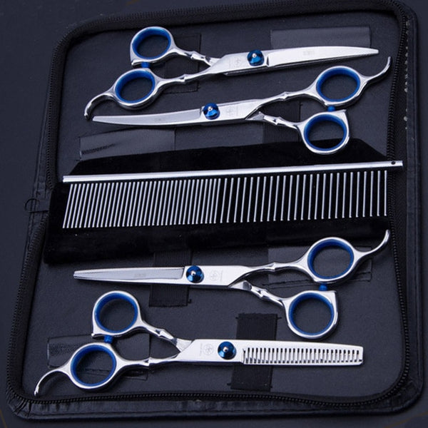 5pcs Stainless Steel Pet Dogs Grooming Scissors Cat Hair Thinning Shear Sharp Edge Dog Cutting Kitten Animal Barber Cutting Tool