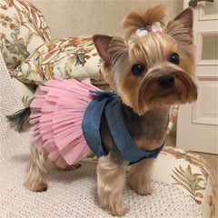 1 pcs Pet Cat Dog Clothes Summer Dress Red Pink Color Tutu Skirt for Puppy Clothing Spring Fashion Jean Pet Clothes