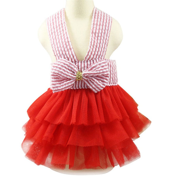 1 pcs Pet Cat Dog Clothes Summer Dress Red Pink Color Tutu Skirt for Puppy Clothing Spring Fashion Jean Pet Clothes