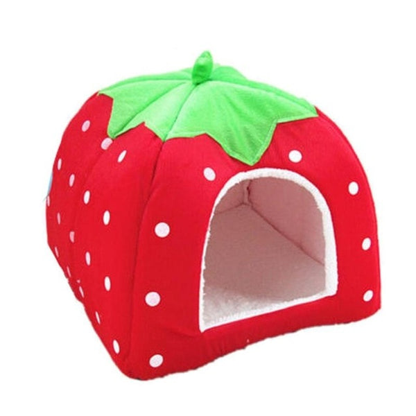 Soft Strawberry Pet Dog Cat House Kennel Foldable Doggy Winter Warm Cushion Basket Animal Tent Bed Dogs Pet Product