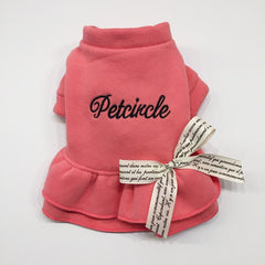 Dog Dresses Pet Bow-knot Cotton Sweatshirt Dress Autumn Winter Christmas Skirt Princess Style Pomeranian Bichon Puppy Dog Dress