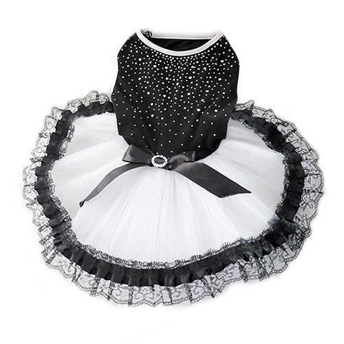 Hot! Glitter Bow Lace Dog Princess Tutu Dress Bubble Skirt Pet Clothes Puppy Costume