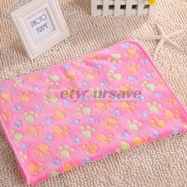 Cute Pet Small Warm Blanket Paw Print Dog Cat Hamsters Puppy Fleece Soft Beds Mat Cushion Pad